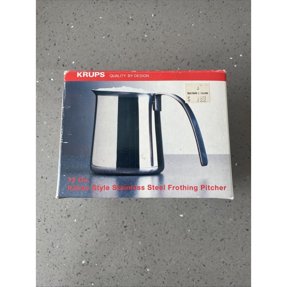 KRUPS 12 OZ STAINLESS STEEL FROTHING PITCHER NEW IN BOX